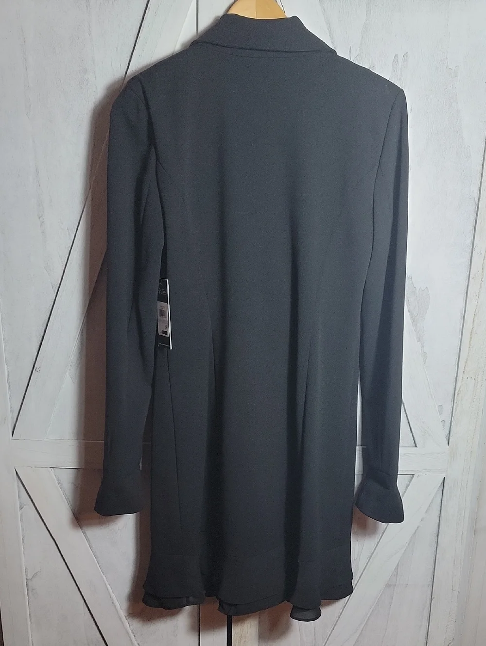 Karl Lagerfeld Black Double-Breasted Ruffle-Hem Blazer Dress Size 6 - Picture 7 of 15